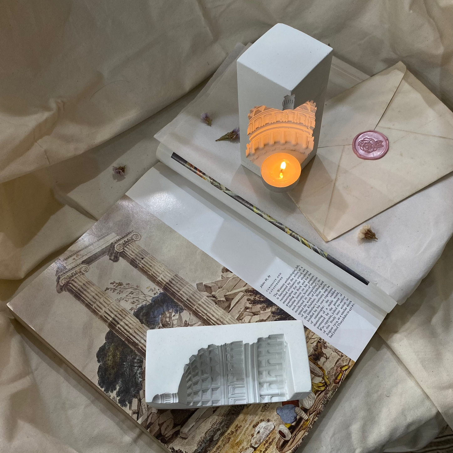 Roman Book End / Tea Light candle holder